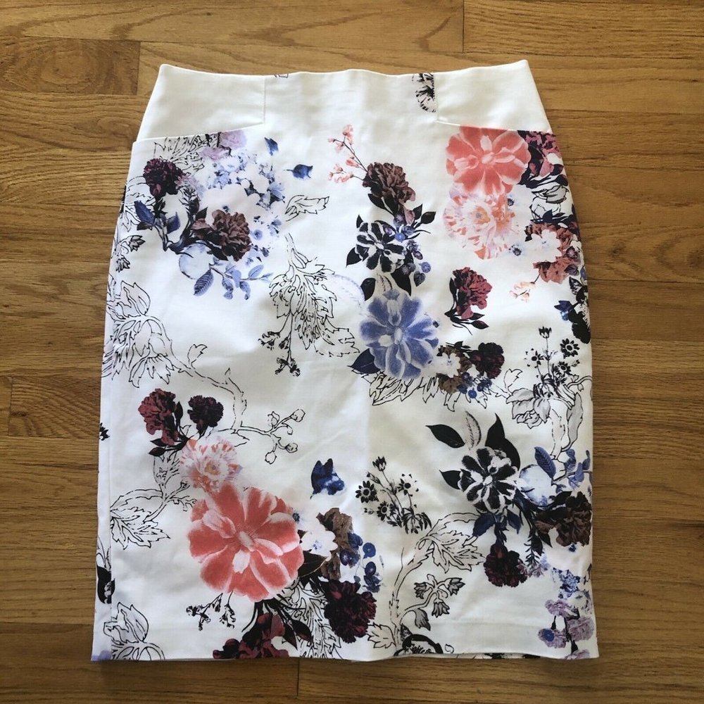 Club Monaco Skirt Pencil Floral Spring Career Casual Pockets - Picture 8 of 9